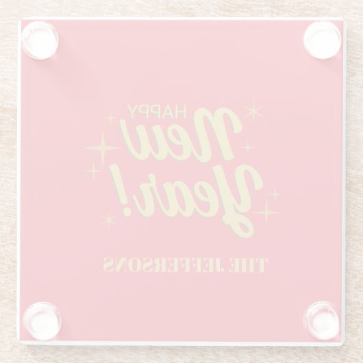 Gold Farbe Rot Frohes neues Jahr Frohe Weihnachten Glasuntersetzer (Rückseite)