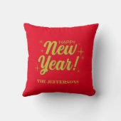 Gold Farbe Rot Frohes Neues Jahr Frohe Weihnachten Kissen (Rückseite)