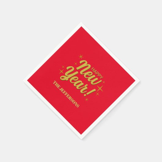 Gold Farbe Rot Frohes neues Jahr Frohe Weihnachten Serviette (Ecke)