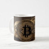Gold farbige BitCoin Kaffeetasse (Vorderseite Links)