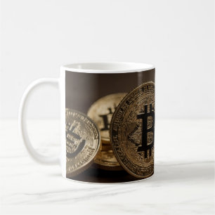 Gold farbige BitCoin Kaffeetasse