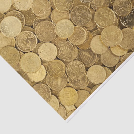 Gold farbige Euromünzen Seidenpapier (Ausschnitt)