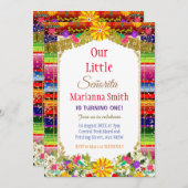 Gold farbige mexikanische Blumenfiesta Einladung (Vorne/Hinten)