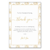 Gold Farn Blatt Wedding danke Table Card (Vorderseite)