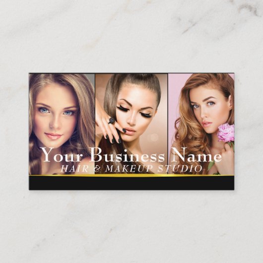 Gold Fashion Makeup Artist Foto zeigt QR Code Visitenkarte (Vorderseite)