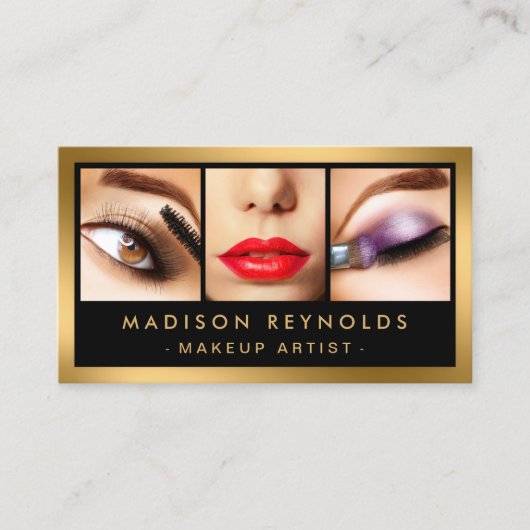 Gold Fashion Makeup Foto Showcase Visitenkarte (Vorderseite)