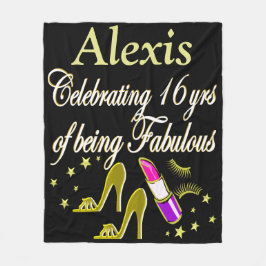 GOLD FASHIONISTA PERSONALISIERT DEN 16. GEBURTSTAG FLEECEDECKE