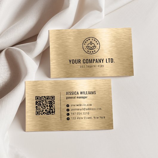 Gold Faux Brushed Metal Professional QR Code Visitenkarte