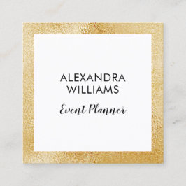 Gold Faux Foil Frame Event Planner Business Card Quadratische Visitenkarte