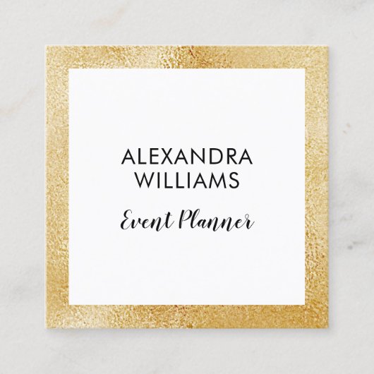 Gold Faux Foil Frame Event Planner Business Card Quadratische Visitenkarte (Vorderseite)