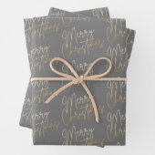 Gold Faux Foil Merry Christmas Grey Geschenkpapier Set (Beispiel)