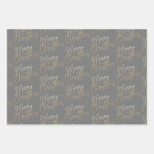 Gold Faux Foil Merry Christmas Grey Geschenkpapier Set (Vorderseite)