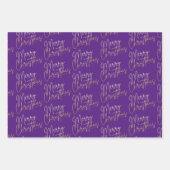 Gold Faux Foil Merry Christmas on Purple Geschenkpapier Set (Vorderseite 2)