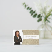 Gold Faux Glitter Custom Professional Head Shot Visitenkarte (Stehend Vorderseite)