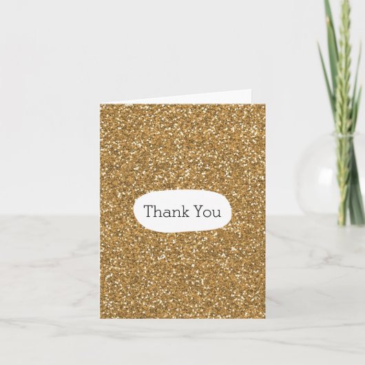 Gold faux Glitter Thank You Dankeskarte (Vorderseite)