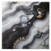Gold Faux Glitter Veined B&W Marble ID1180b Fliese (Vorderseite)