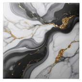 Gold Faux Glitter Veined B&W Marble ID1180c Fliese (Vorderseite)