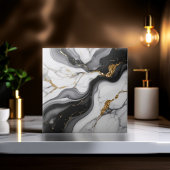 Gold Faux Glitter Veined B&W Marble ID1180c Fliese