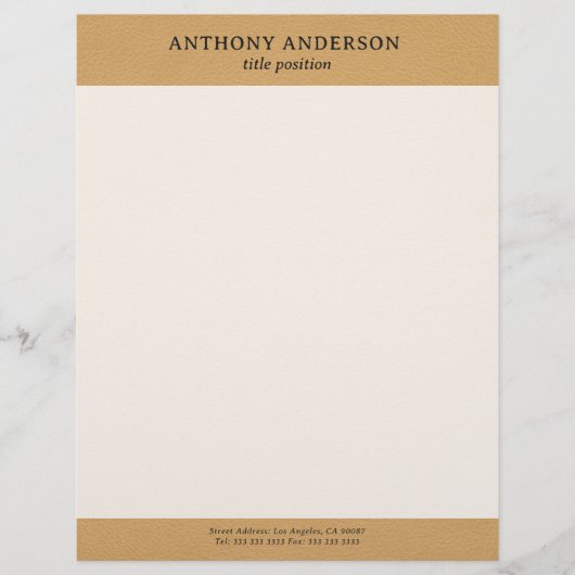 Gold Faux Leather Texture Design Briefbogen (Vorderseite)