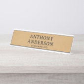 Gold Faux Leather Texture Design Schreibtischnamensplakette (Vorderseite )