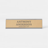 Gold Faux Leather Texture Design Schreibtischnamensplakette (Vorderseite )