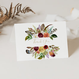 Gold Feather Boho geklappte Hochzeit Dankeschön-Ka Dankeskarte