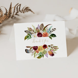 Gold Feather Boho geklappte Hochzeit Dankeschön-Ka Dankeskarte