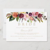 Gold Feather Boho Tropical Bride Brautparty Einladung (Vorderseite)