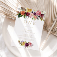 Gold Feather Boho Tropical First Birthday Party