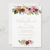 Gold Feather Boho Tropical Floral Wedding Brunch Einladung (Vorderseite)