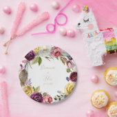 Gold Feather Boho Tropical Floral Wedding Cake Pappteller (Party)