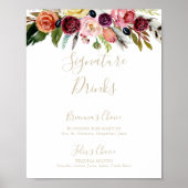 Gold Feather Boho Tropical Signature Drinks unterz Poster (Vorne)