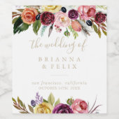 Gold Feather Boho Tropical Wedding Wine Labels Weinetikett (Einzelnes Label)