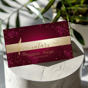 Gold Feather Dark Red Notary Signing Agent Visitenkarte