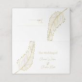 Gold Feather Leaf Name Platzkarte (Außenseite Aufgefaltet)