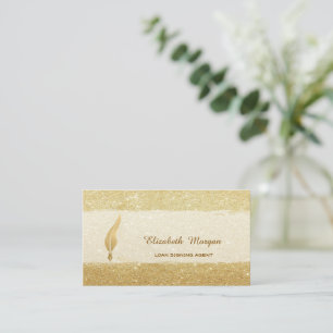 Gold Feather Notary Gold Glitzer Visitenkarte