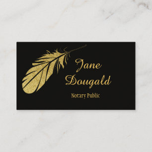 Gold Feather Pen Black Classic Notary Visitenkarte