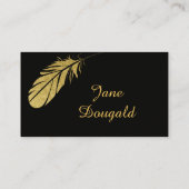 Gold Feather Pen Black Classic Writer's Visitenkarte (Rückseite)