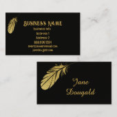 Gold Feather Pen Black Classic Writer's Visitenkarte (Vorne/Hinten)