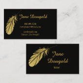 Gold Feather Pen Black Classic Writer's Visitenkarte (Vorne/Hinten)
