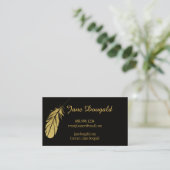 Gold Feather Pen Black Classic Writer's Visitenkarte (Stehend Vorderseite)