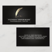 Gold Feather Pen Logo Business Card Visitenkarte (Vorne/Hinten)