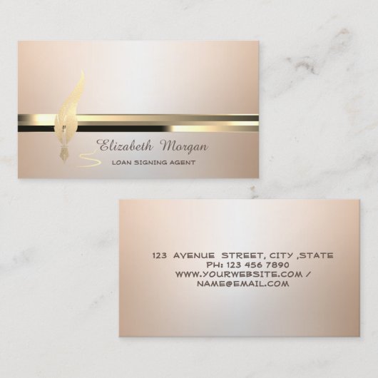 Gold Feather Strip Luminouse Notary Visitenkarte (Vorne/Hinten)