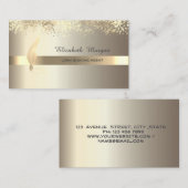Gold Feather Stripe Champagne Notary Visitenkarte (Vorne/Hinten)