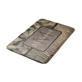 Gold Feathers Glitzer Zebra Print Monogram Badematte