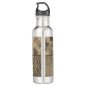 Gold Feathers Glitzer Zebra Print Monogram Edelstahlflasche (Rückseite)