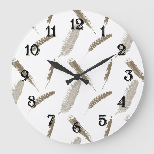 Gold Feathers Große Wanduhr (Vorderseite)