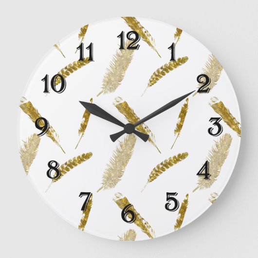 Gold Feathers Große Wanduhr (Vorderseite)
