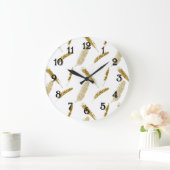 Gold Feathers Große Wanduhr (Zuhause)