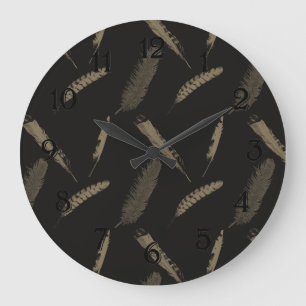 Gold Feathers Große Wanduhr